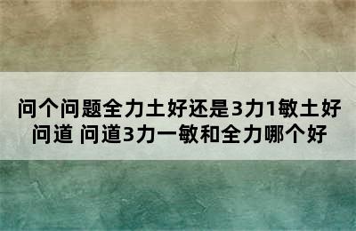 问个问题全力土好还是3力1敏土好问道 问道3力一敏和全力哪个好